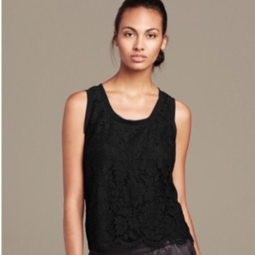 Banana Republic Lace Black Tank Top Size:S